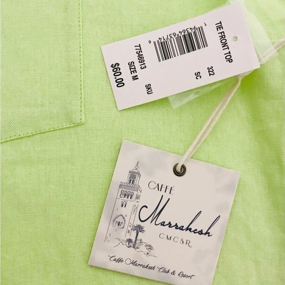 New! Linen Button Down Lime Oversized Camp ShirtTop - Picture 10 of 11